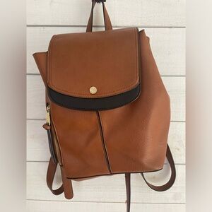 Steve Madden backpack brown faux leather floral inside flap